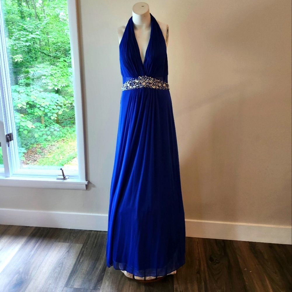 Jump Apparel Sz 11 12 Blue Sequin Formal Dress